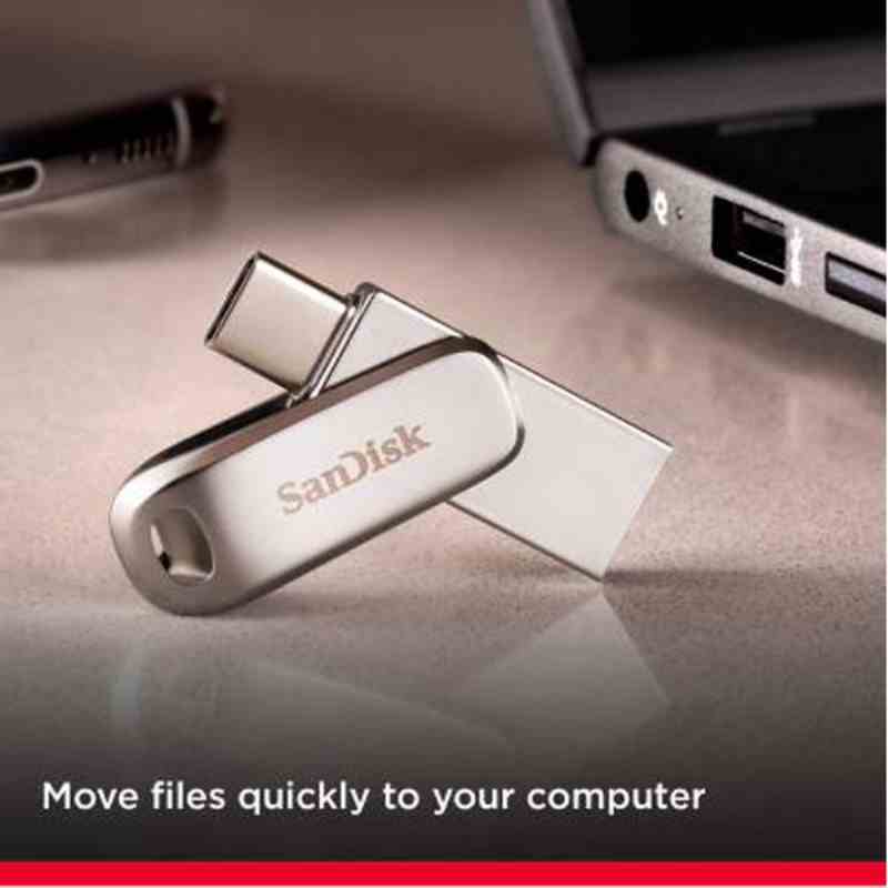 SanDisk 64GB Ultra Dual Drive Luxe Type USB C Flash Drive (5Y - SDDDC4-064G-I35, Silver)
