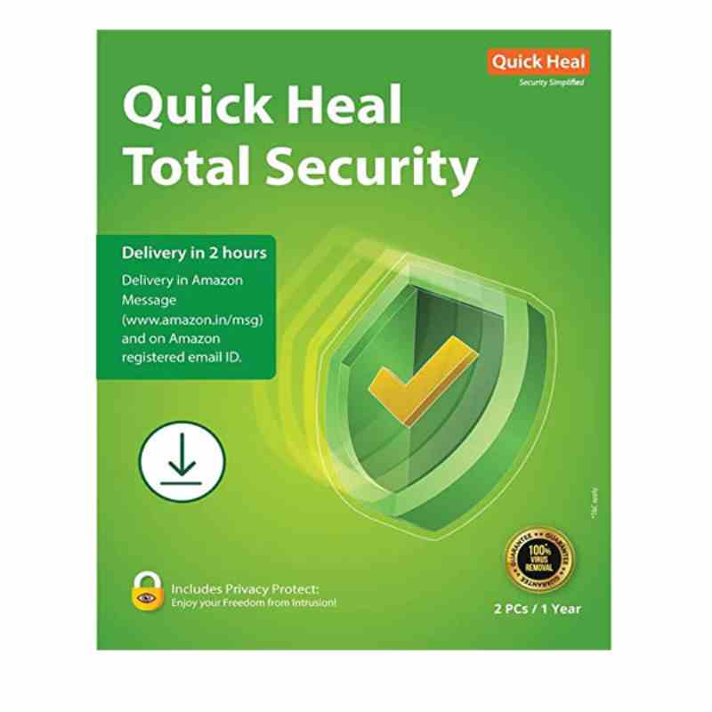 Quick Heal Total Security Latest Version - 2 PCs, 1 Year (Email Delivery in 2 hours- No CD)