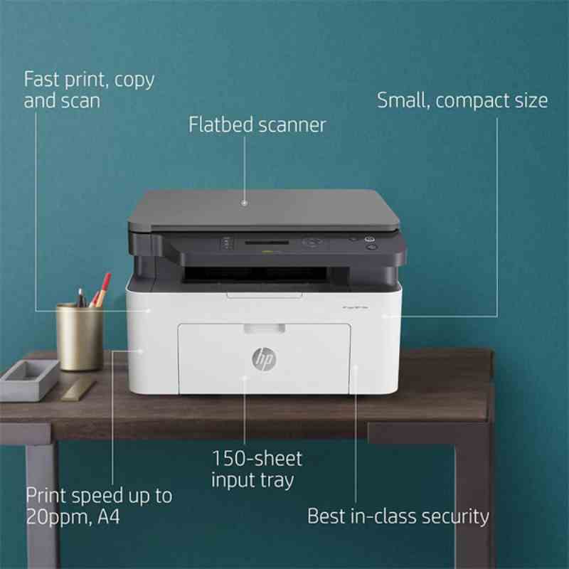 HP Laserjet 136w Compact Monochrome Multifunction Printer with Direct Wi-Fi (Print, Scan, Copy)