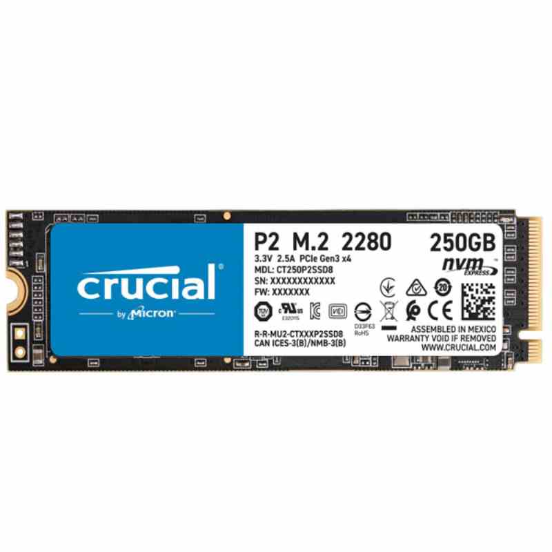 Crucial P2 250GB 3D NAND NVMe PCIe M.2 SSD Up to 2400MB/s - CT250P2SSD8