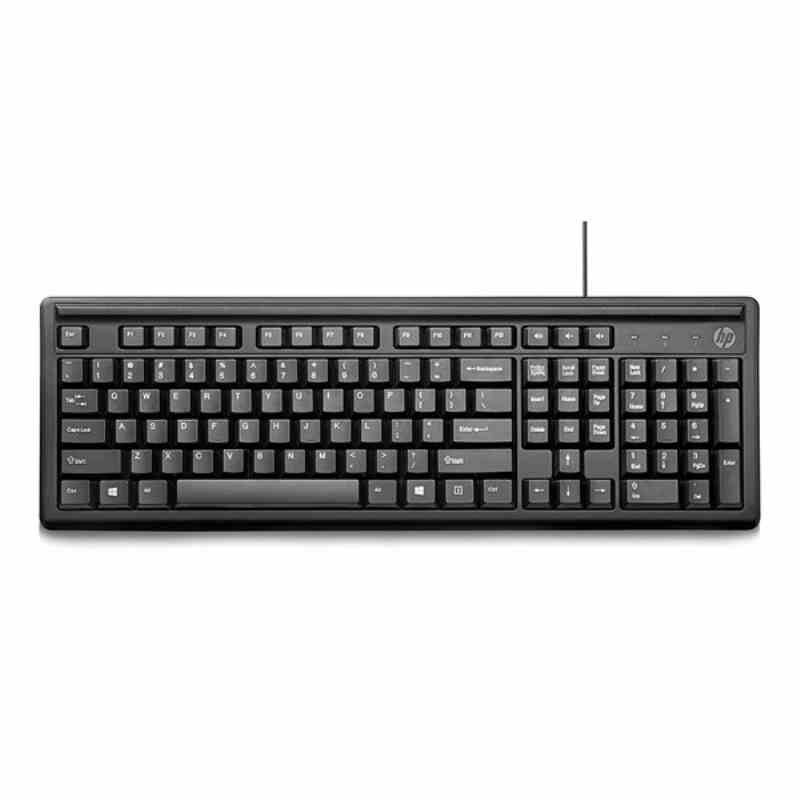 HP 100 Wired Keyboard with USB Compatibility,Numeric keypad, Full Range of 109 Key(Including 12 Function Keys and 3 Hotkeys),Adjustable Height and Contoured Design.3-Years Warranty (2UN30AA)